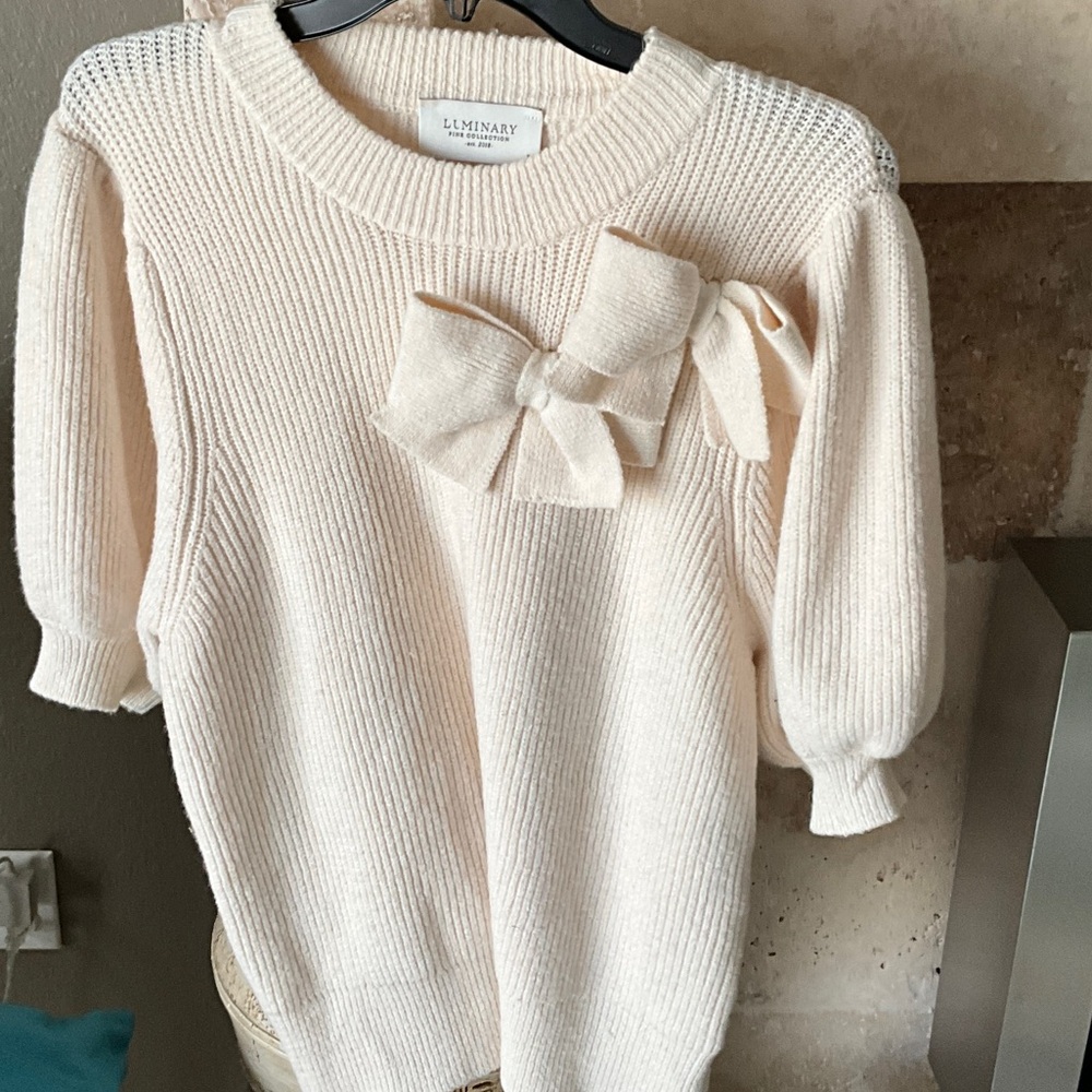 Women's Cream Bow Sweater
